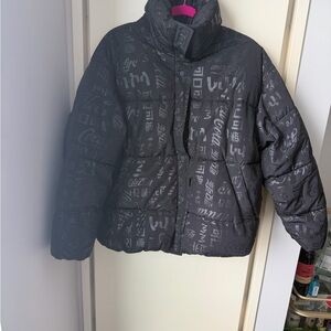 H&M Black Puffer Jacket with Graphic Design